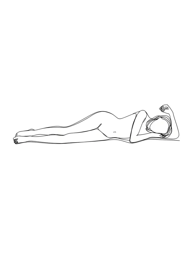 Frau Körper Minimalist Line Art Leinwand mit Schattenfugenrahmen von Viv Line Art