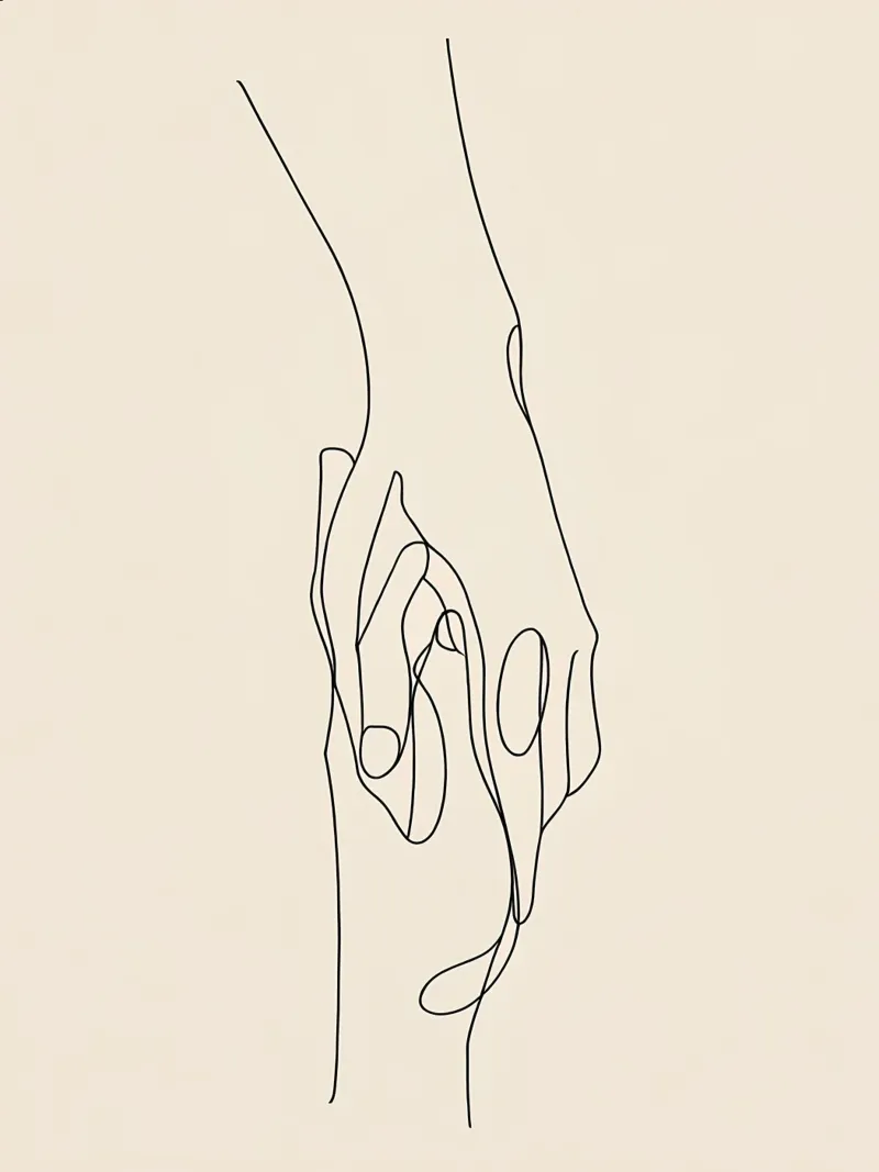 Mani connesse 2 Arte lineare minimalista plexiglass da Viv Line Art