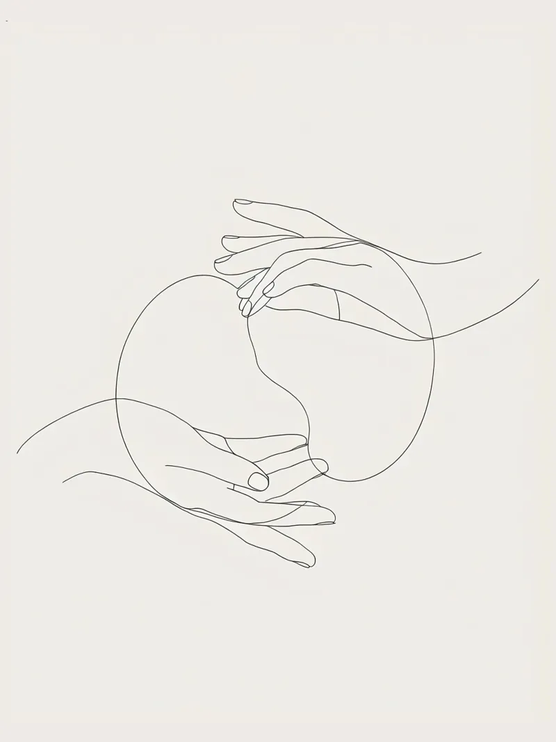 Mani connesse Line Art minimalista pellicola backlit da Viv Line Art