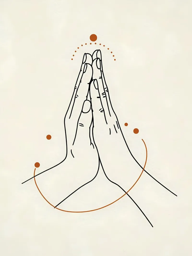 Mani in preghiera Line Art minimalista pellicola backlit da Viv Line Art