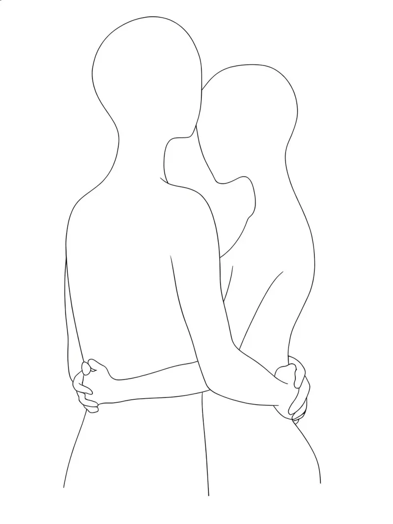 Line art minimaliste di coppia pellicola backlit da Viv Line Art