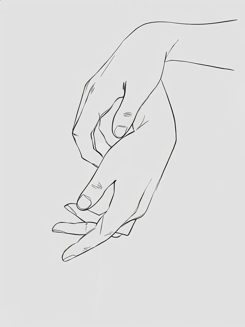 Gesto della mano Line Art minimalista pellicola backlit da Viv Line Art
