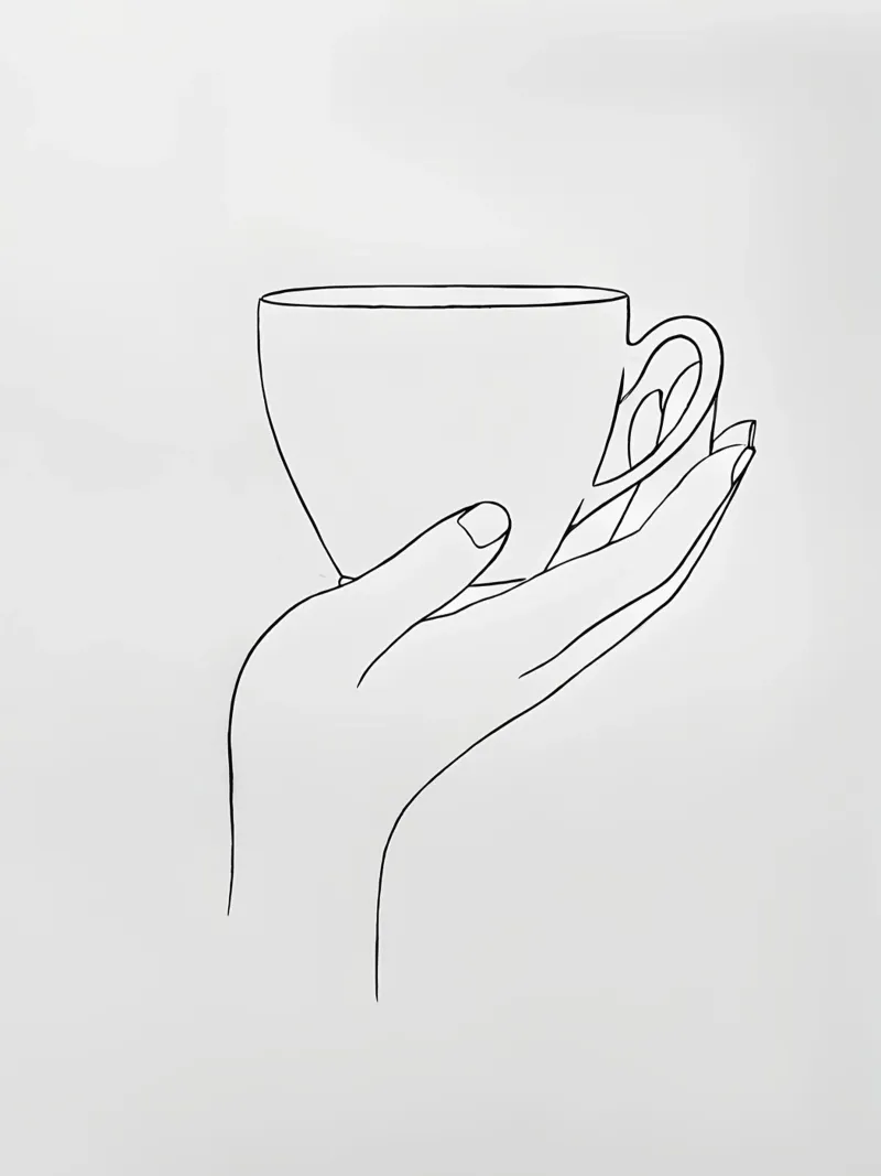 Give Me A Cup Of Tea (Dammi una tazza di tè) Line art minimalista pellicola backlit da Viv Line Art