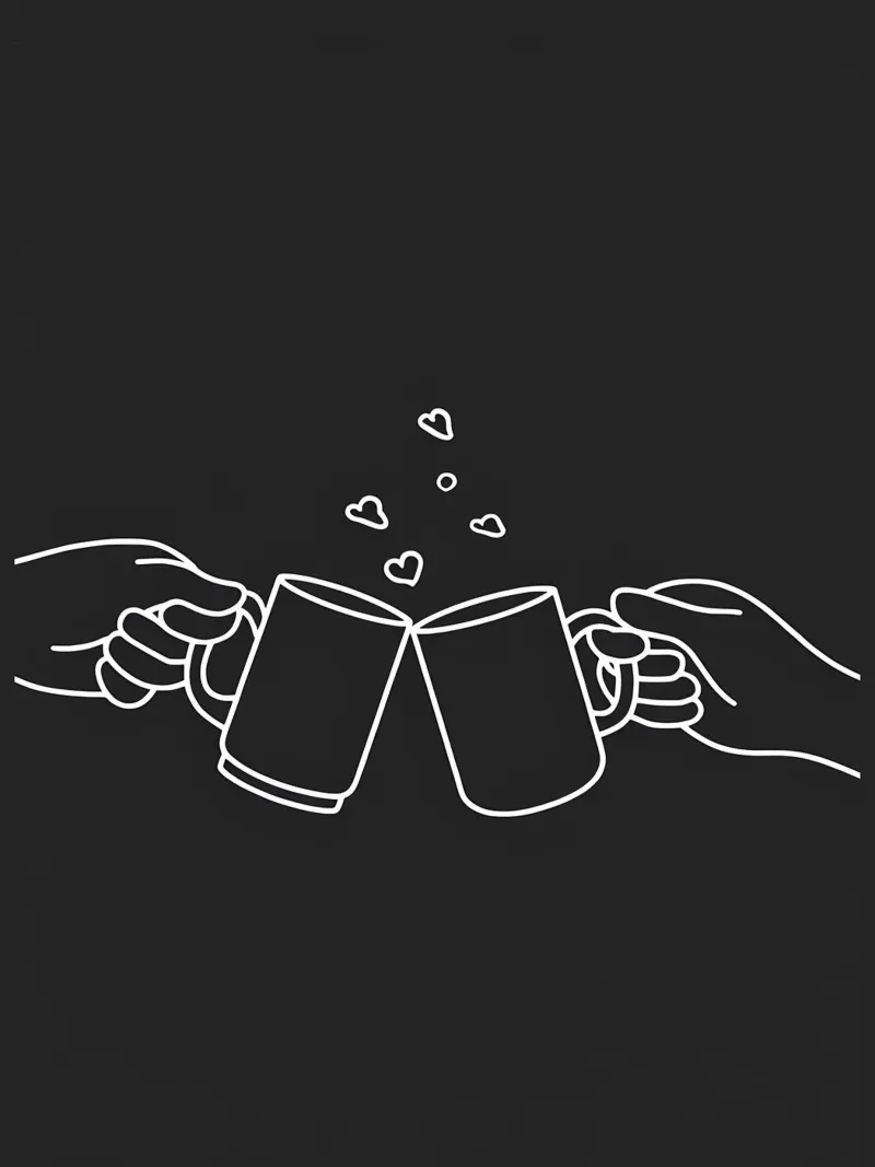 Cheers 2 Minimalist Line Art canvas by Viv Line Art
