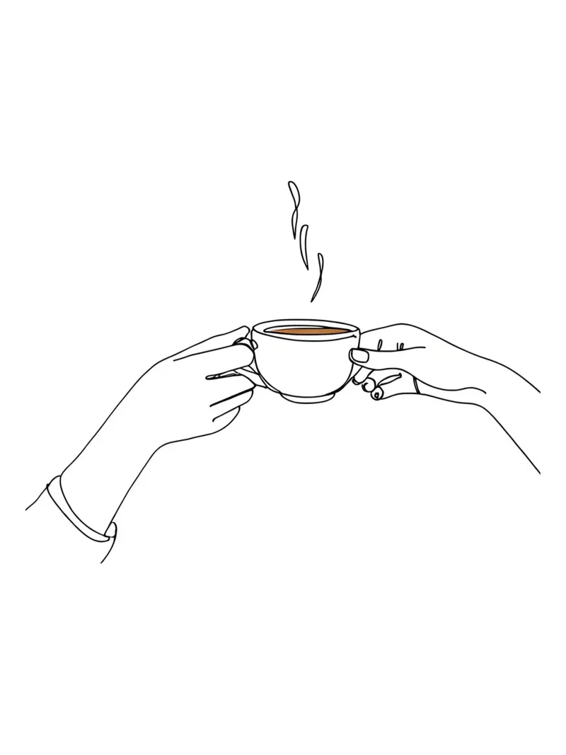 Pausa caffè Line Art minimalista pellicola backlit da Viv Line Art