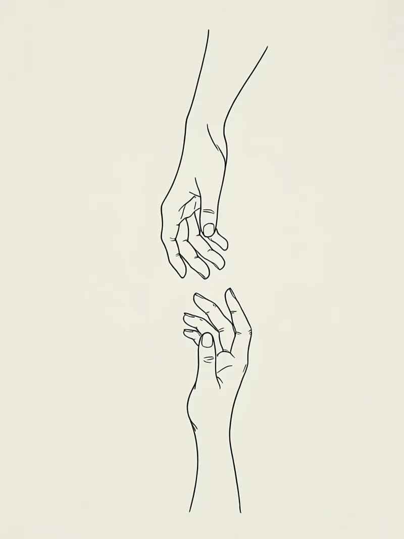 Gesto della mano Line Art minimalista plexiglass da Viv Line Art