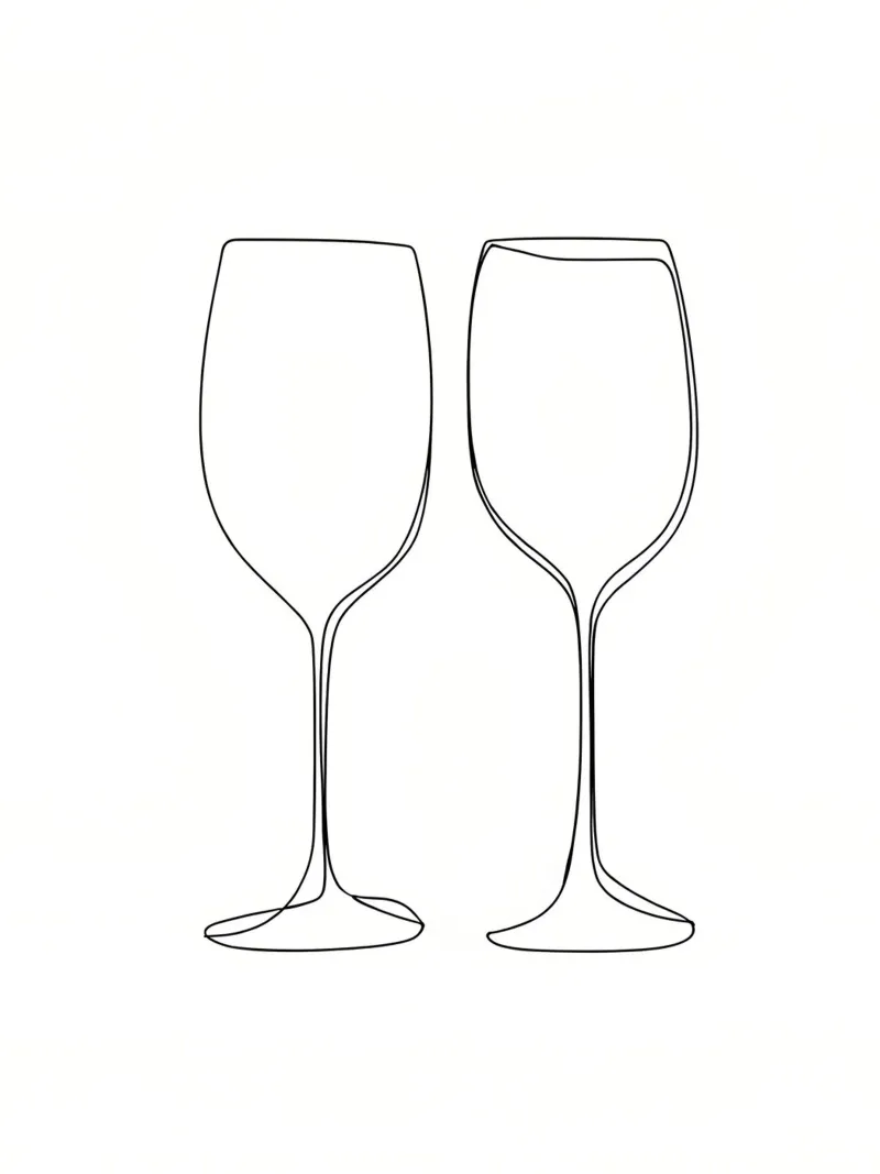 Bicchiere di vino Line Art minimalista pellicola backlit da Viv Line Art