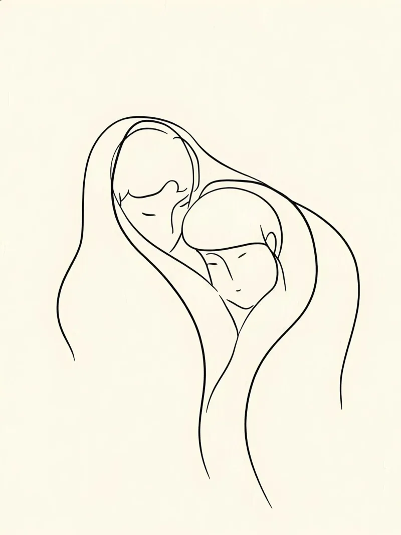 Con te 2 Line Art minimalista pellicola backlit da Viv Line Art