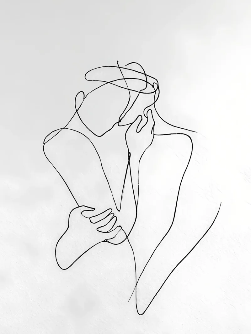 Couple Minimalist Line Art Alu-Dibond von Viv Line Art