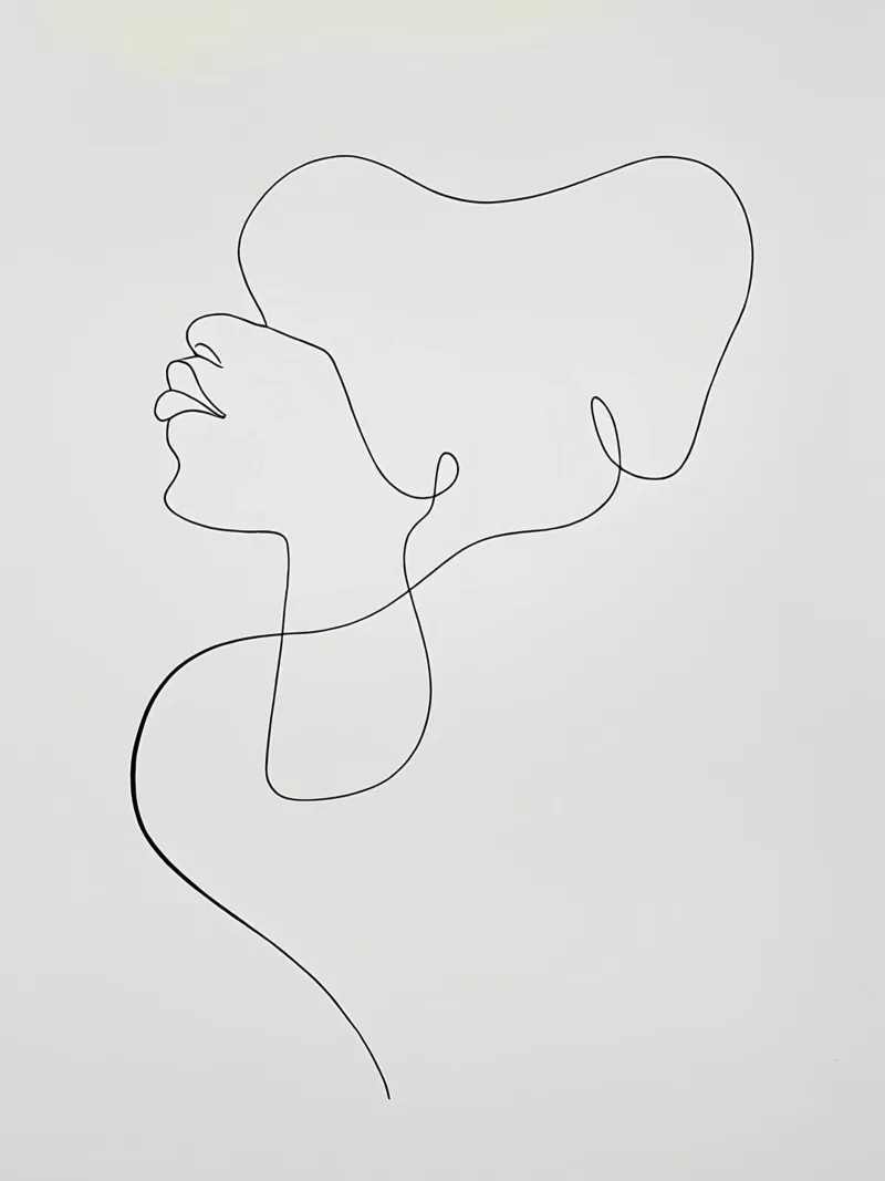 Flowing Face Minimalist Line Art canvas by Viv Line Art