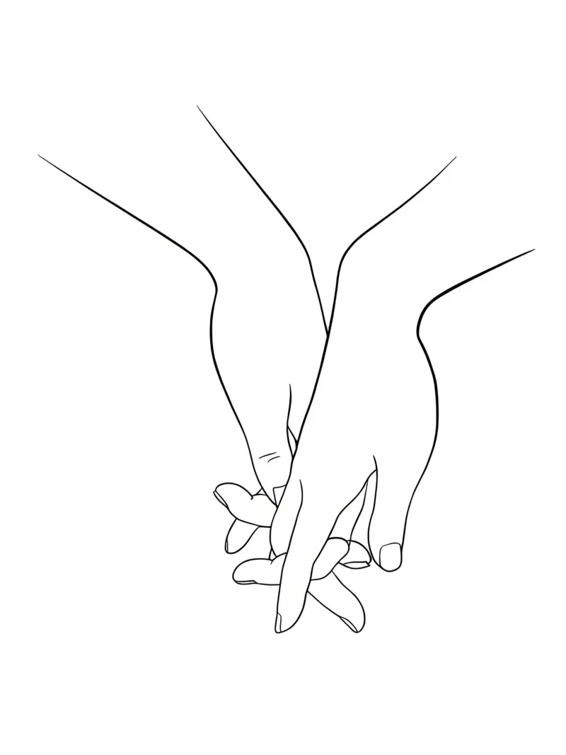 Manos que se sostienen Arte lineal minimalista metacrilato de Viv Line Art