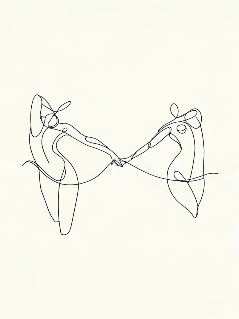 Arte lineare minimalista di Dancing In Love pellicola backlit da Viv Line Art