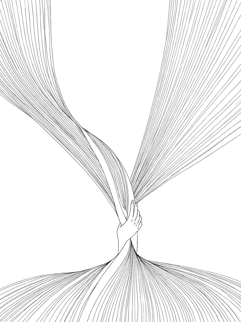 Tying The Timeline Minimalist Line Art poster with wooden frame by Viv Line Art