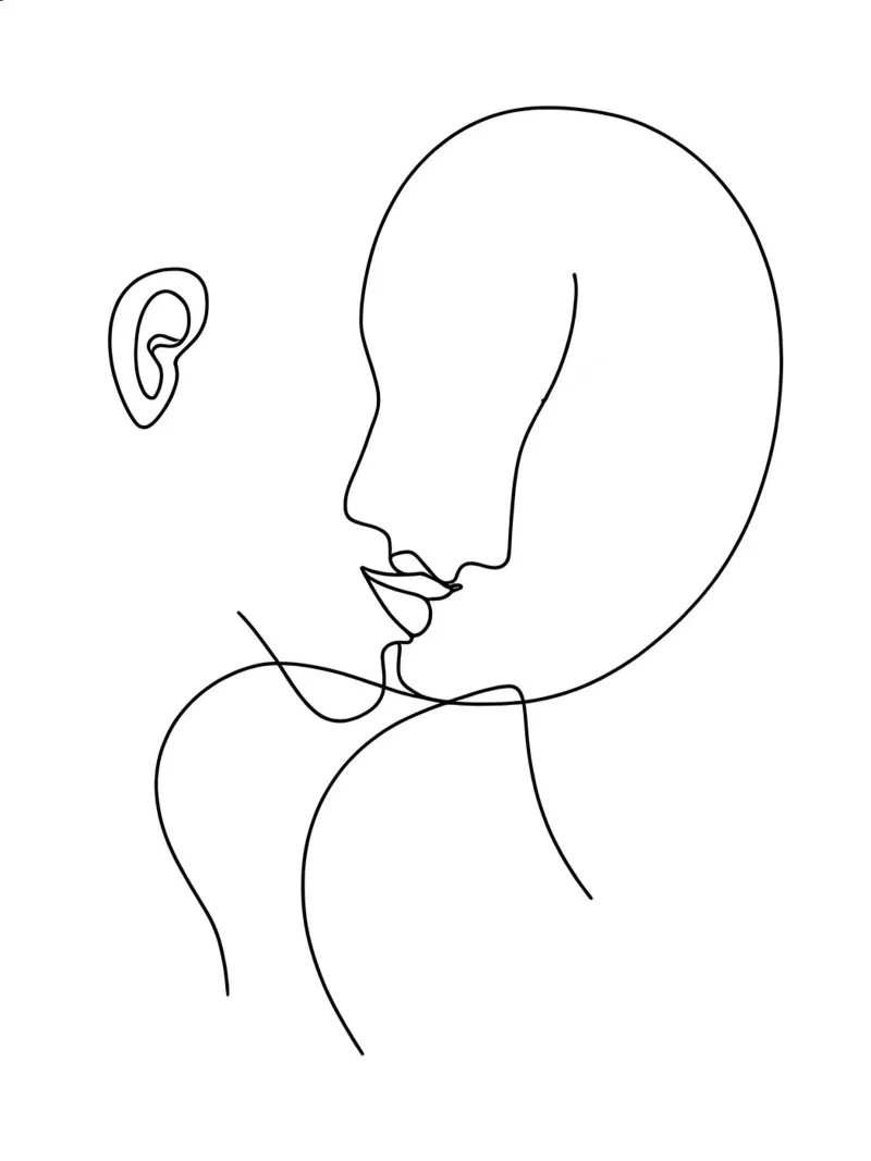 Coppia romantica Line Art minimalista carta hahnemühle da Viv Line Art