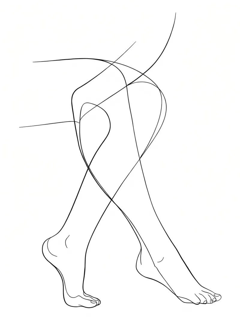 Arte lineare minimalista di gambe collegate pellicola backlit da Viv Line Art
