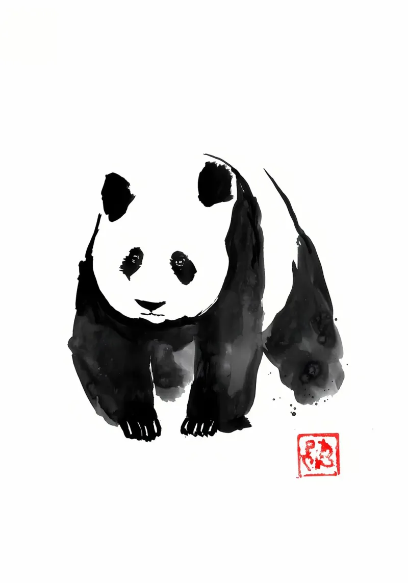 Ink Wash Panda pellicola backlit da James M Coyle