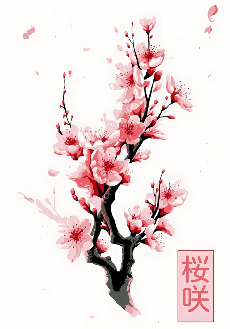 Fiori del ramo di Sakura pellicola backlit da Rebecca Clark Wyrick