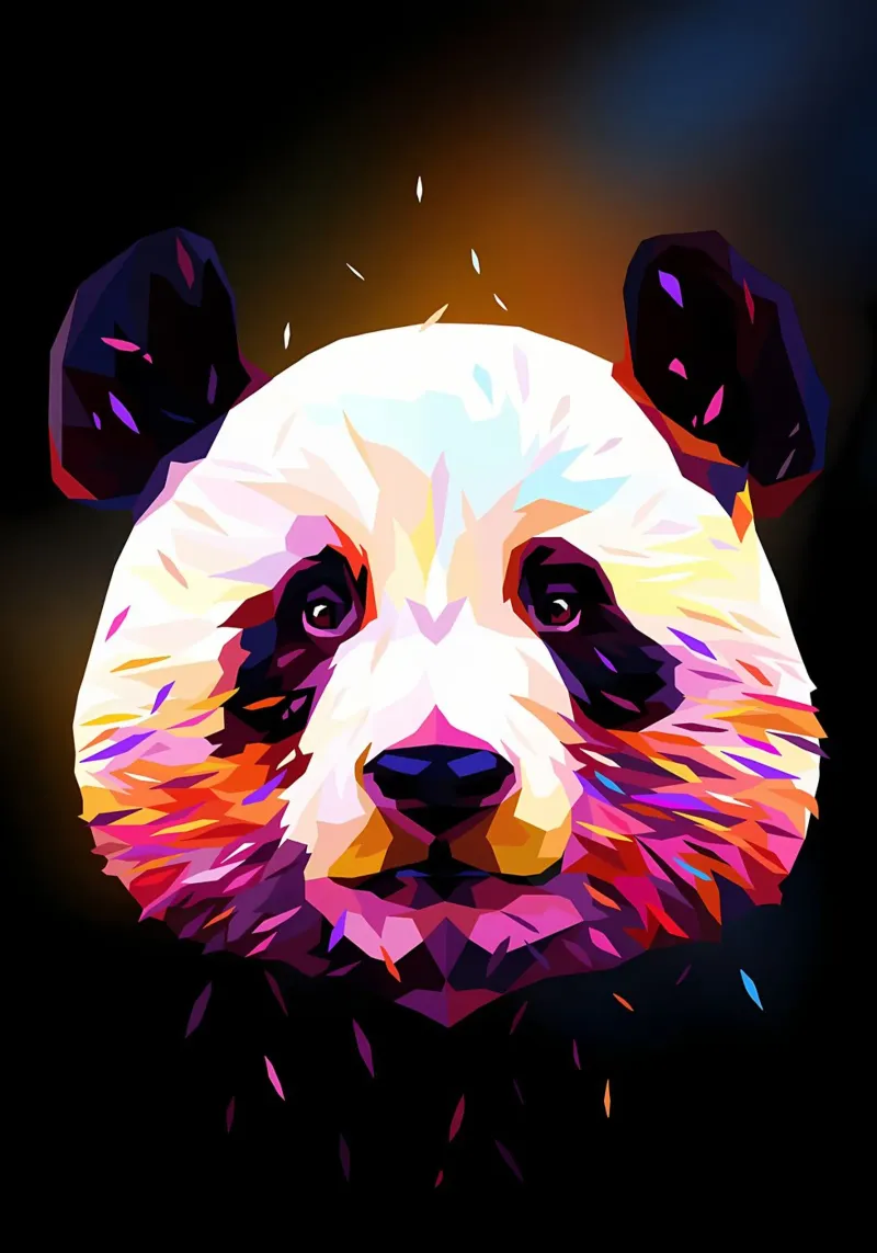 Panda Low Poly Astratto pellicola backlit da James M Coyle