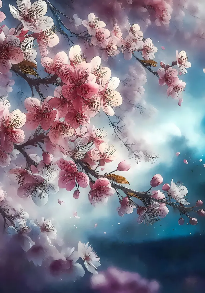 Blooming Sakura branches pellicola backlit da Rebecca Clark Wyrick