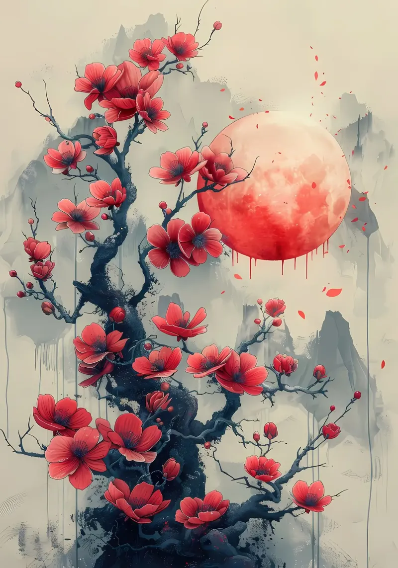 Fiori di luna giapponesi poster da Rebecca Clark Wyrick
