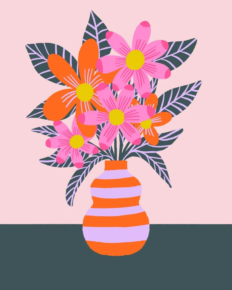 Fiori colorati in un vaso alluminio dibond da Wackapacka