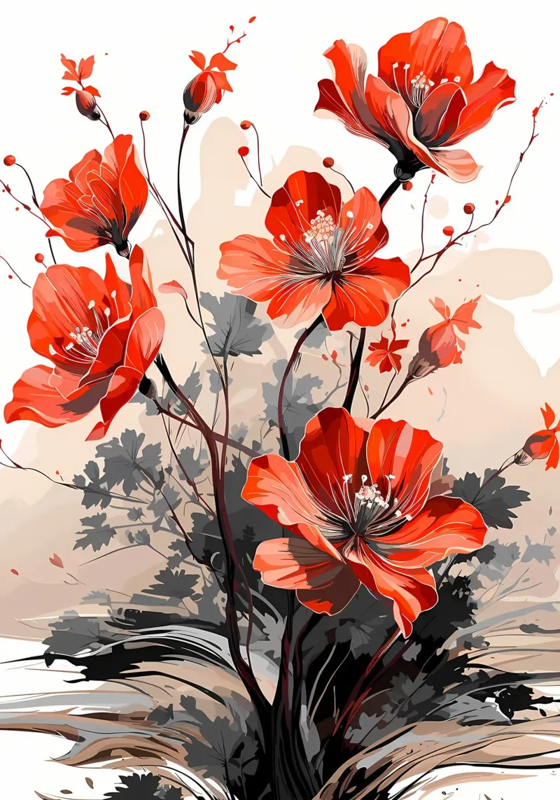 Fiori rossi 2 pellicola backlit da Rebecca Clark Wyrick