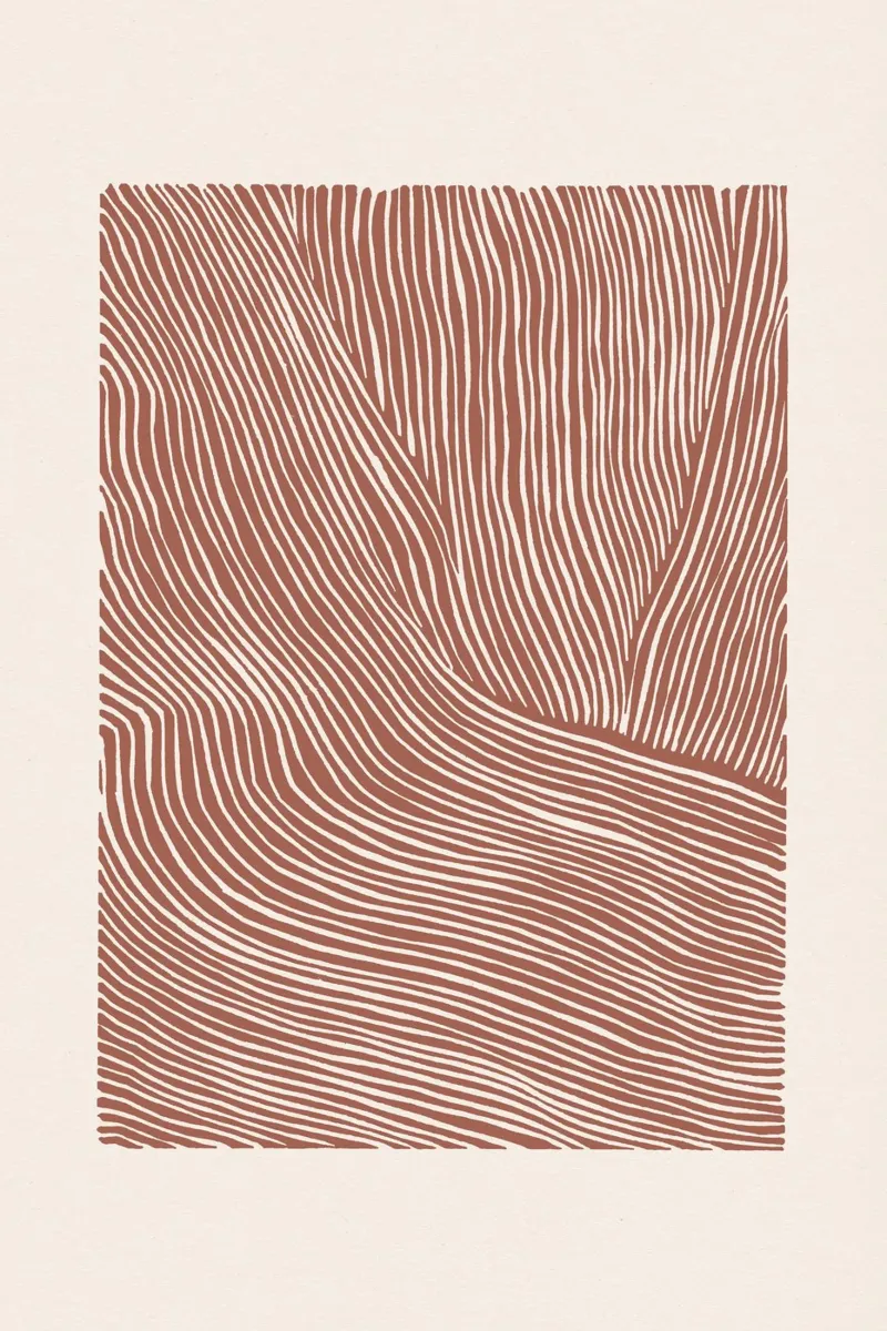 Terracotta linocut stripes pellicola backlit da NouveauPrints