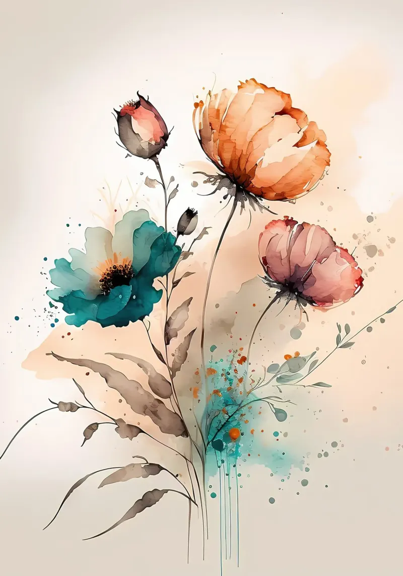 fiori acquerellati pellicola backlit da Rebecca Clark Wyrick