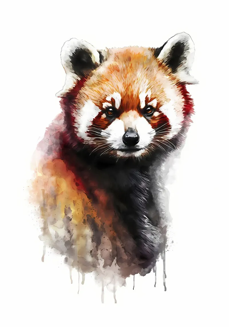 Panda rosso acquerellato pellicola backlit da James M Coyle