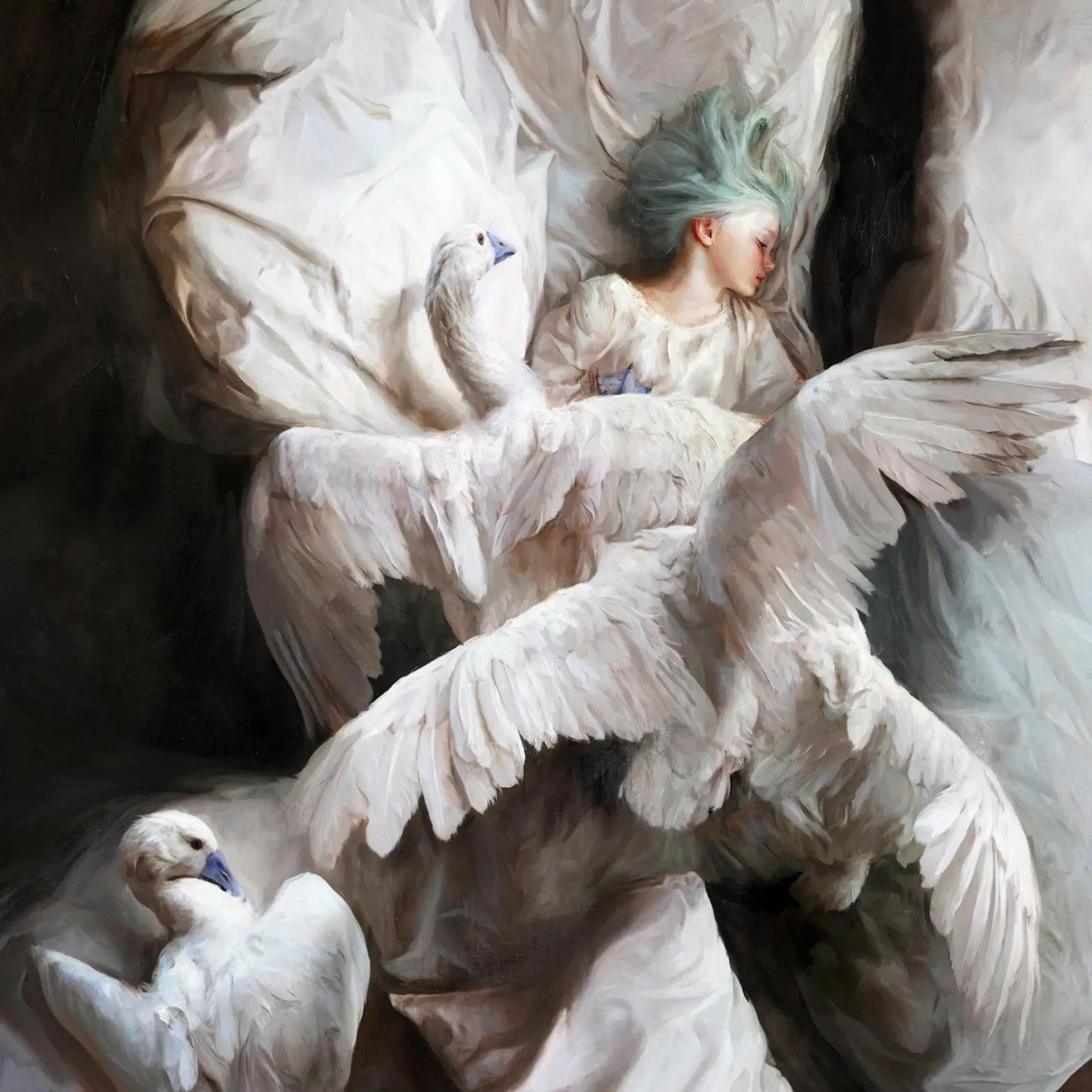 Guillermo Lorca L'approdo del cigno carta hahnemühle da Birgitart