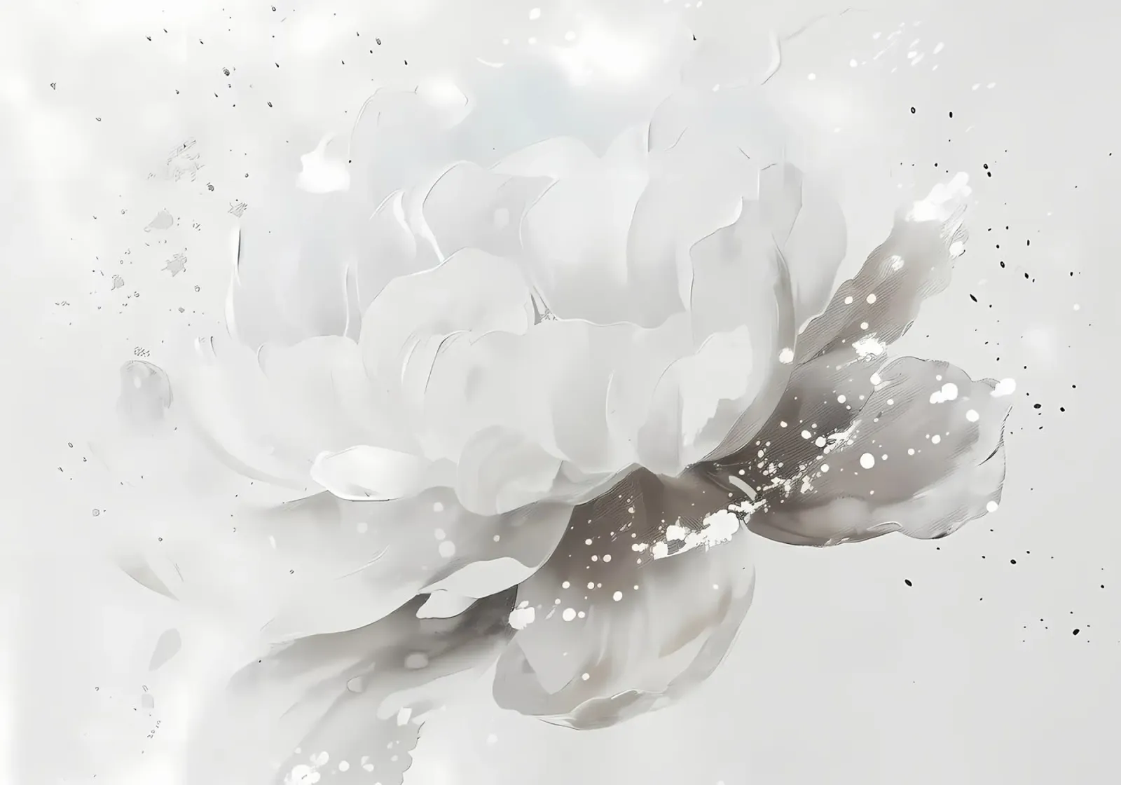 Witte bloem abstract schilderij poster van Rebecca Clark Wyrick
