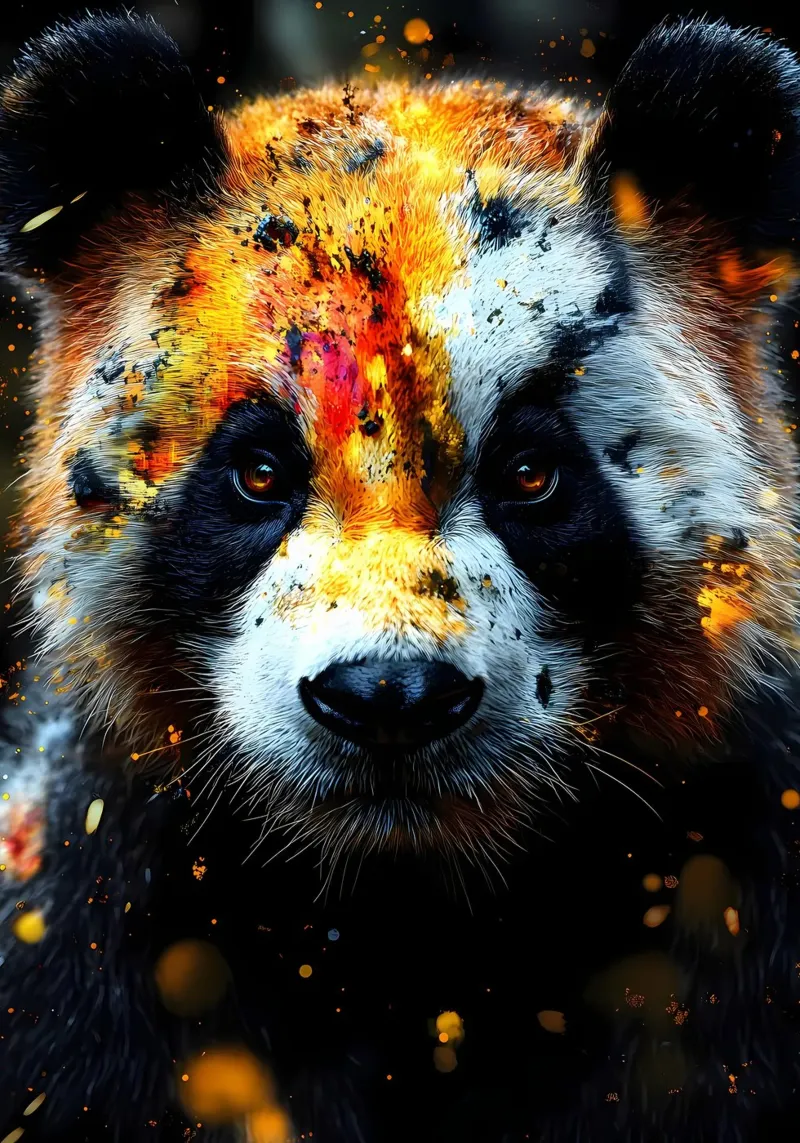 Portrait d'un panda ardent poster avec cadre en aluminium de James M Coyle