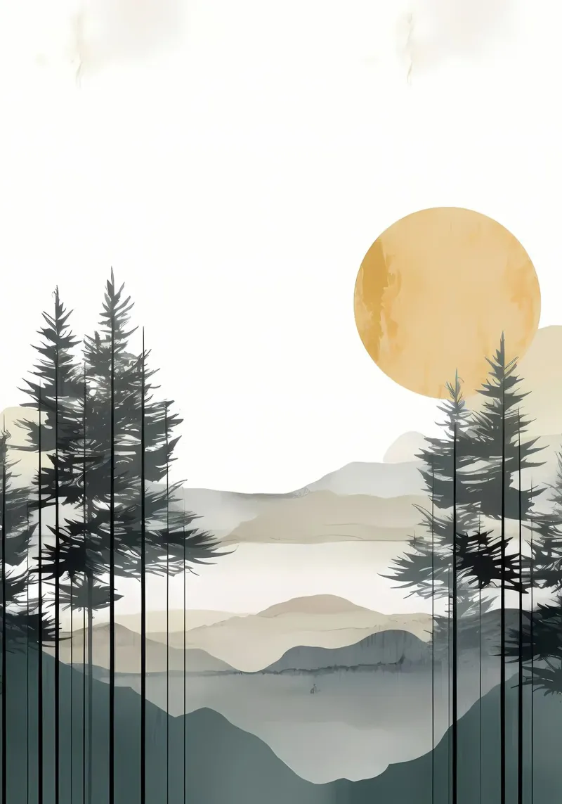 Mountain layer and forest canvas by Albert S Jacob