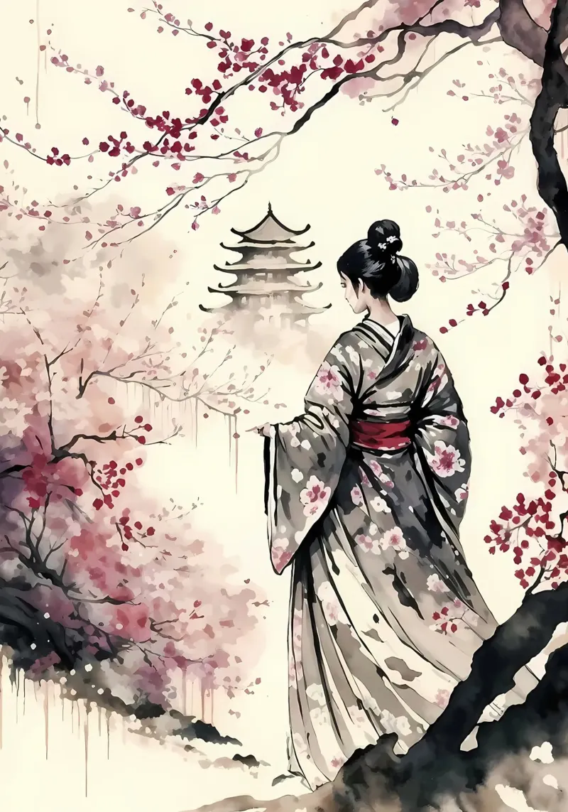 Fiori di ciliegio geisha pellicola backlit da Rebecca Clark Wyrick