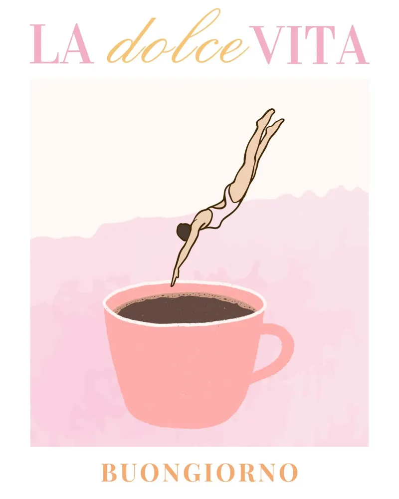 La Dolce Vita Kaffee Poster, Kaffee Druck, Espresso Kunst Acryl-Glas von Bella Studio
