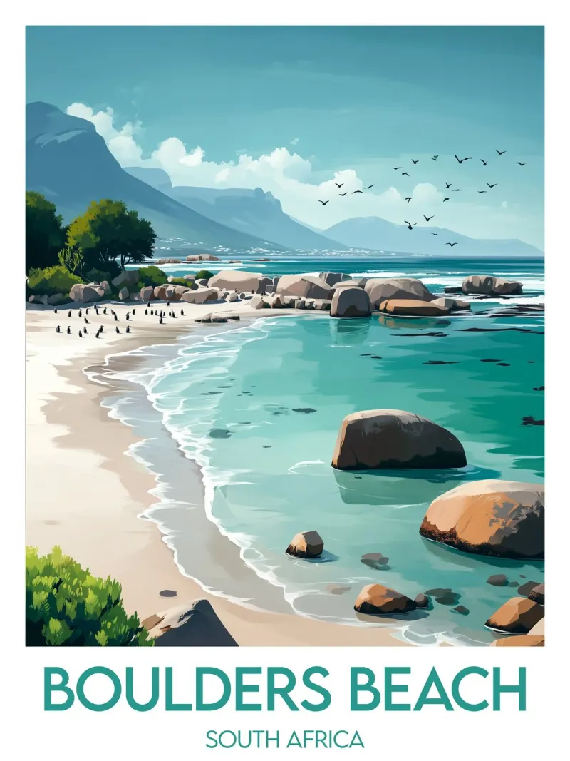 Affiche Boulders Beach poster con telaio in plastica da Frame the World
