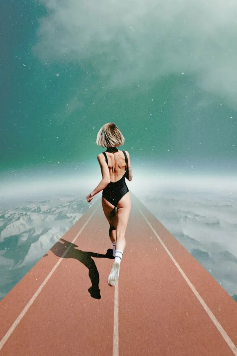 Run Girl Run poster con telaio in plastica da Jonas Loose