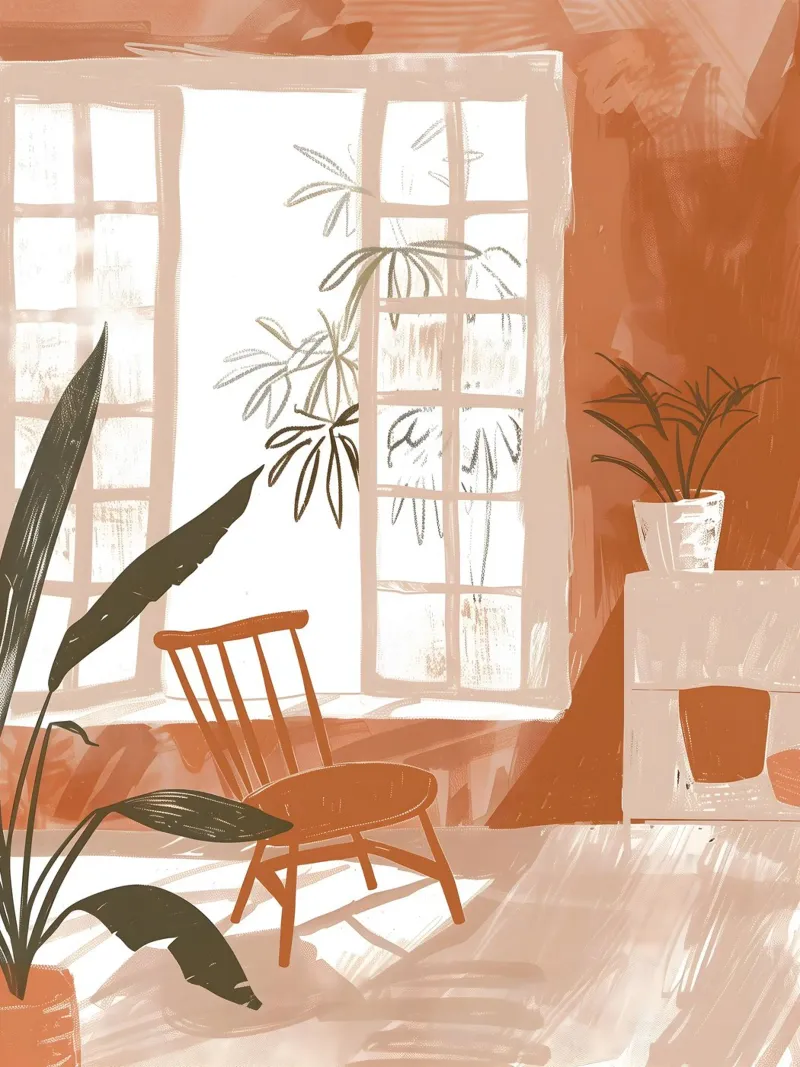 Cozy Abstract Room poster con telaio in alluminio da Gypsy Galleria