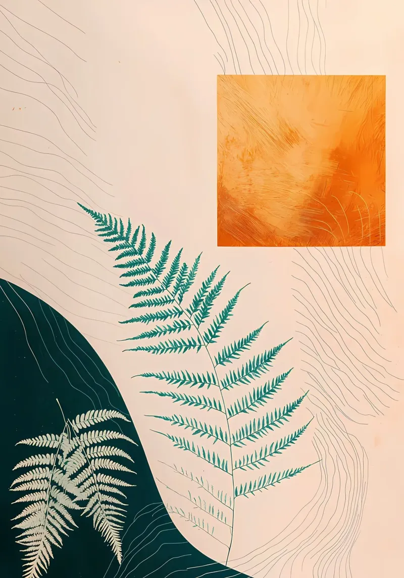 Fern & Abstract Art Print canvas by Rebecca Clark Wyrick