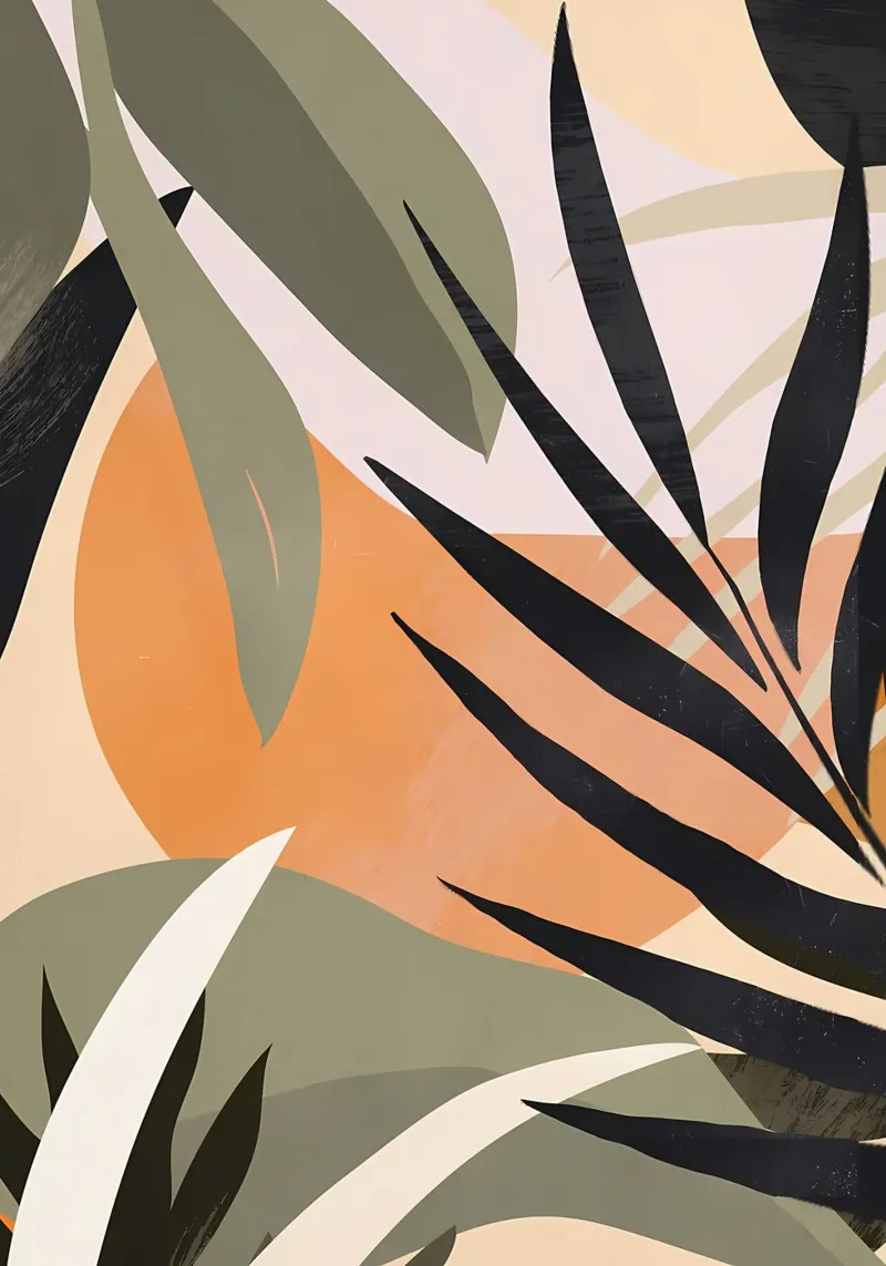 Arte astratta Foglie tropicali 2 poster con telaio in plastica da Rebecca Clark Wyrick