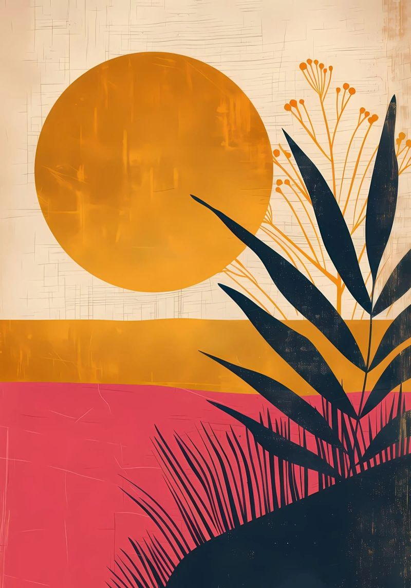 Sunset Palm Silhouette poster by Rebecca Clark Wyrick