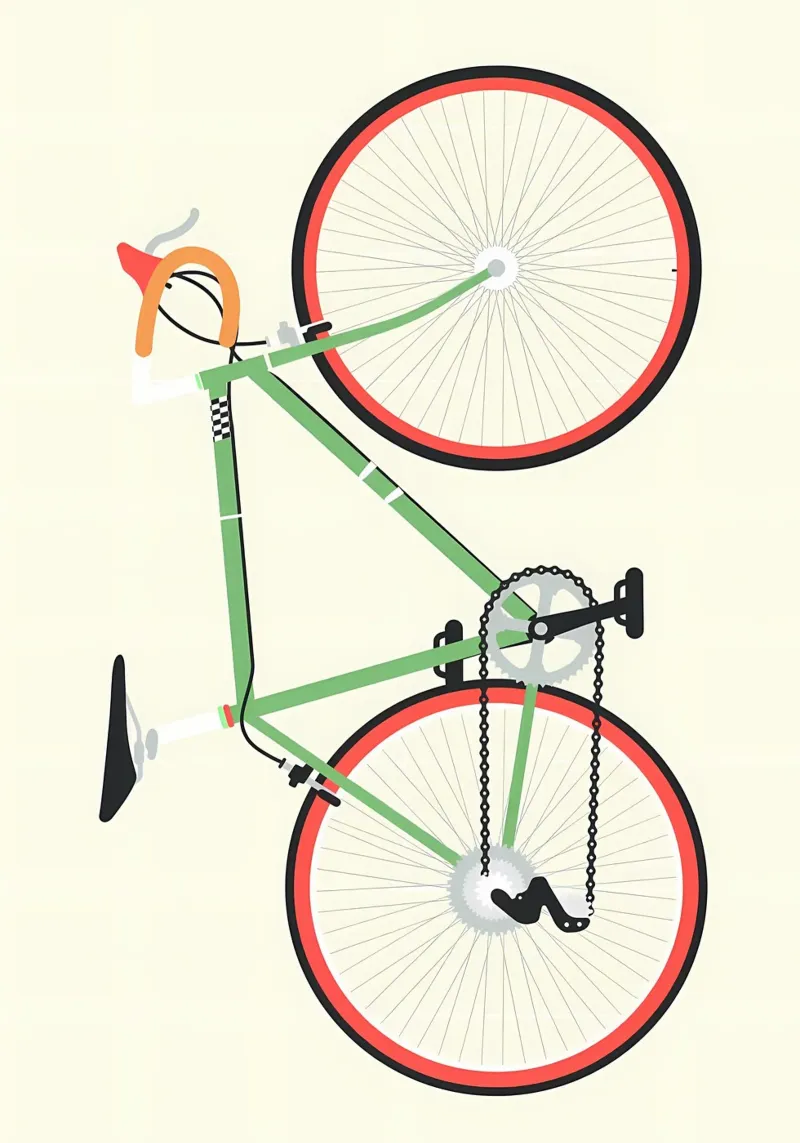 Bicicletta verde Illustrazione bicicletta da corsa poster con telaio in alluminio da Albert S Jacob