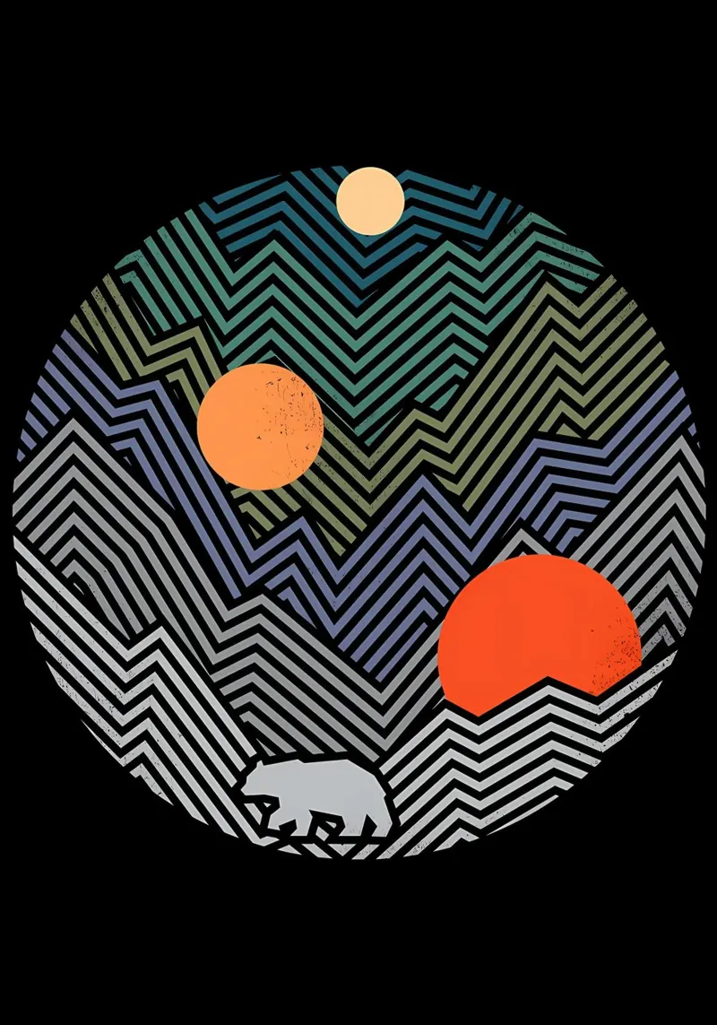 Una geometria dell'orso poster con telaio in legno da James M Coyle