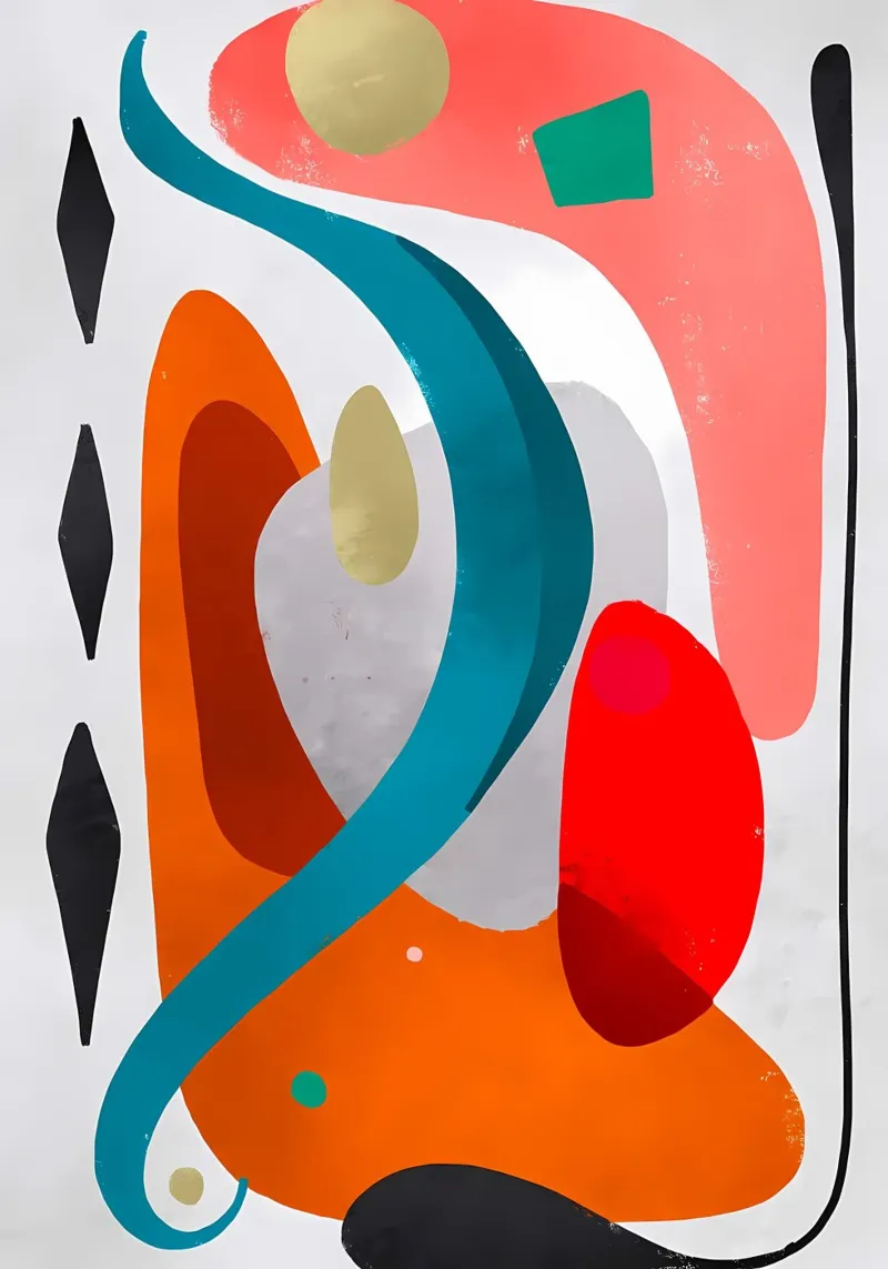 Abstract Art with Colorful Shapes hahnemühle by Rebecca Clark Wyrick