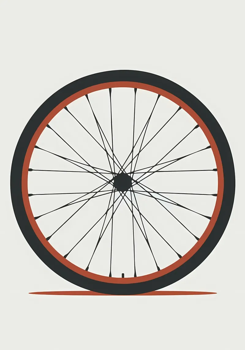 Minimalistische Bauhaus-fietswielillustratie poster met kunststof frame van Albert S Jacob
