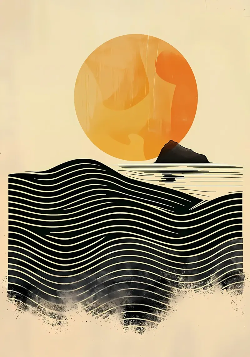 Olas del atardecer hahnemühle de James M Coyle