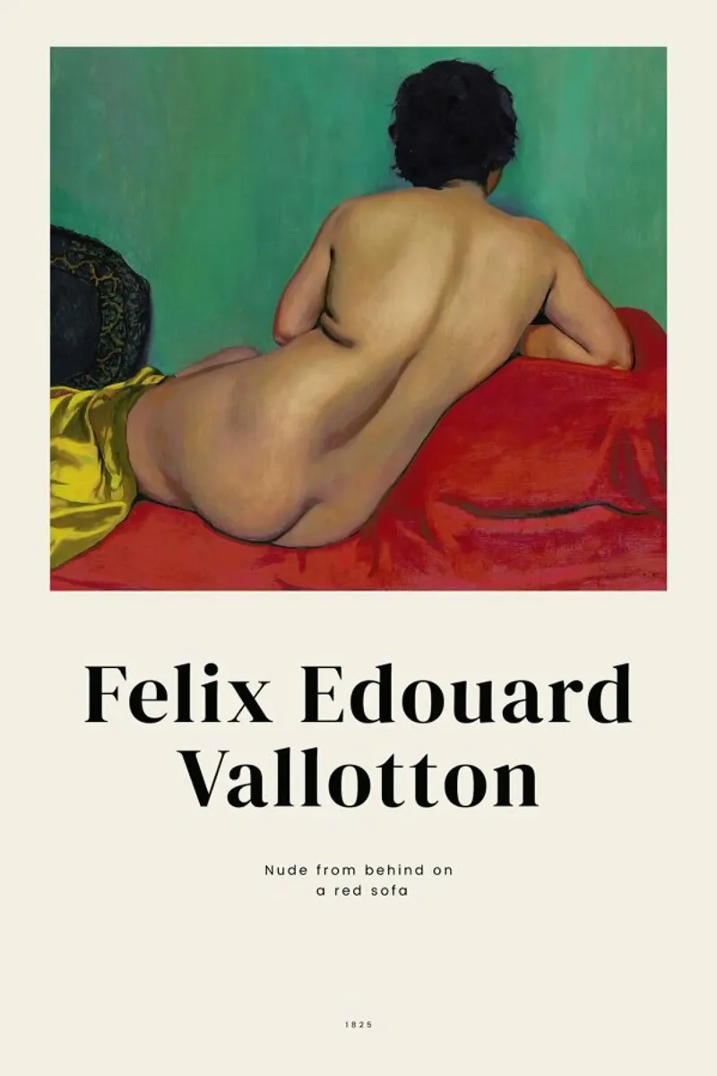 Vallotton - Nude from Behind on a Red Sofa pellicola backlit da ARTOTHEK