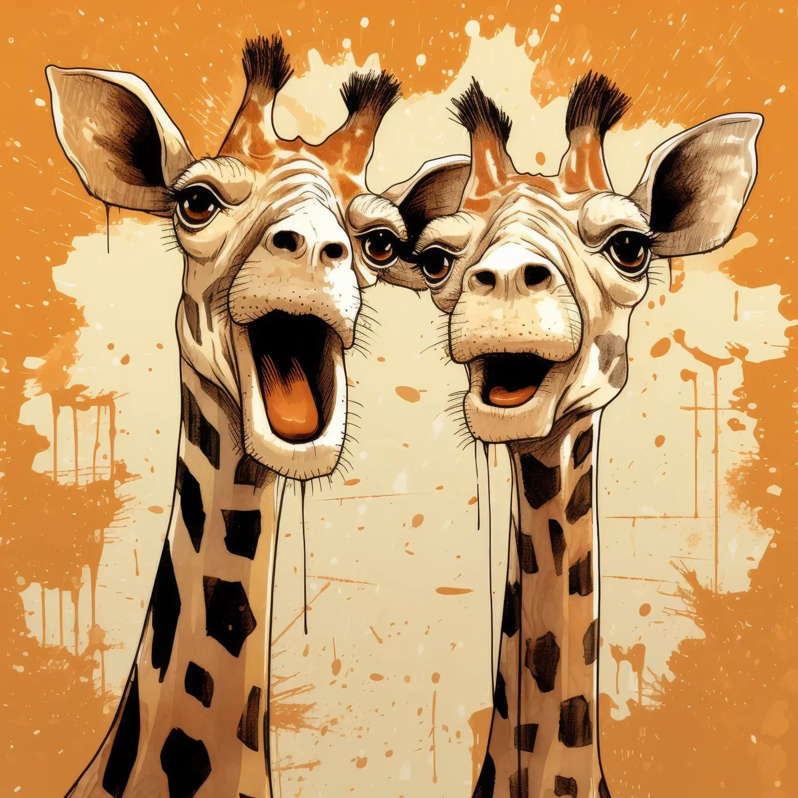 Retro Giraffe Duo pellicola backlit da Funny Animals