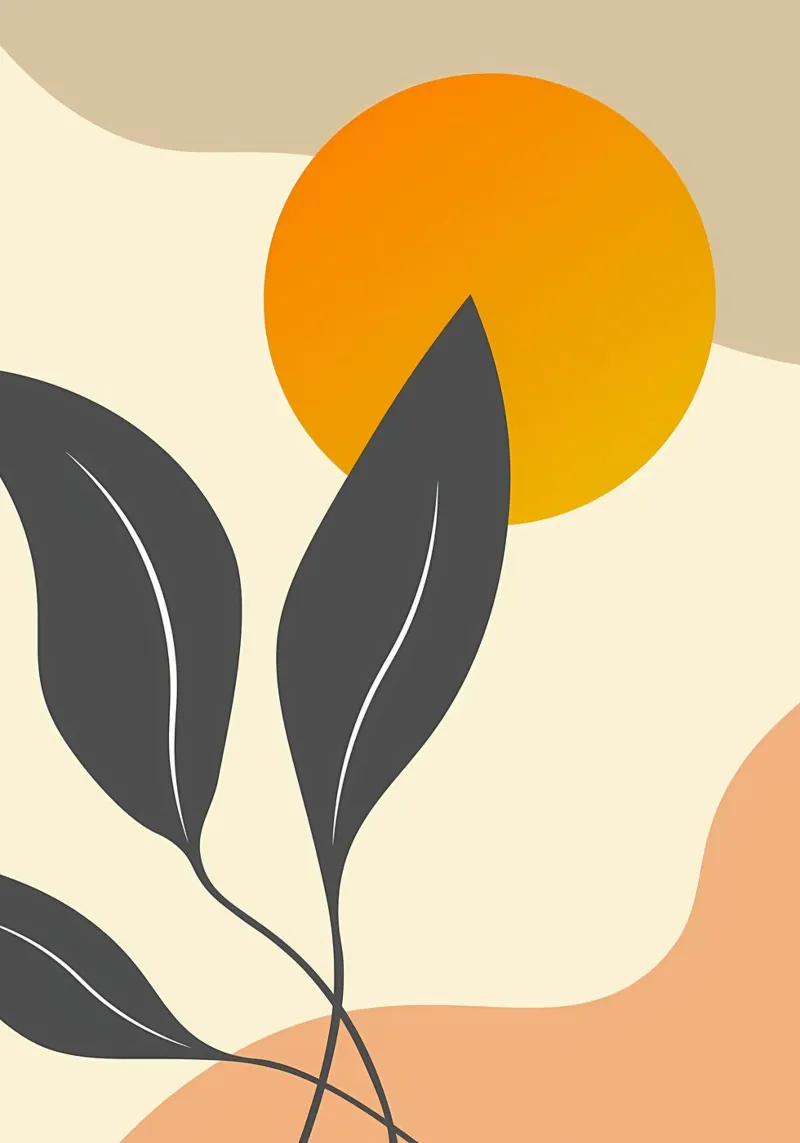 Sole a forma di foglia botanica poster da Rebecca Clark Wyrick