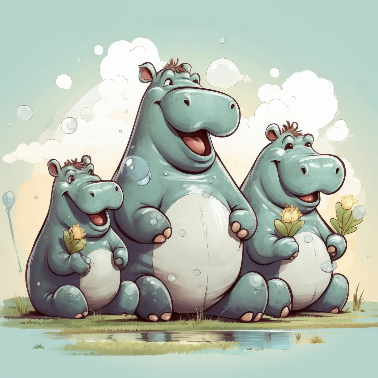 Retro Hippo Gang pellicola backlit da Funny Animals